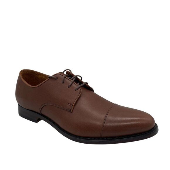 J. Crew Factory Mens Oxford Leather Cap Toe Shoes Brown Sz 10.5 Lace Up Preppy - Picture 3 of 15